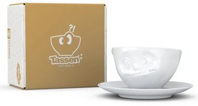 Biela maškrtná porcelánová šálka s tanierikom 58products