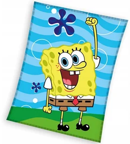 DETSKÁ FLEECOVÁ DEKA SPONGEBOB 130X170 CM VZOROVANÁ