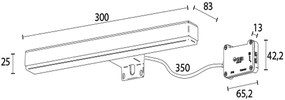 Sapho, VERONICA 2 LED svietidlo, 8W, 300x25x83mm, čierna, E27423CI