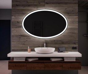Ovala oglinda baie cu leduri Horizontálne L74 oglinda la comanda pe perete cu Stația meteo WI-F, Oglindă cosmetică