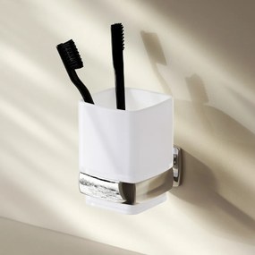 Sklenený pohár na zubné kefky AM.PM Gem AGA34300 nástenný, chróm