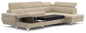 Rozkladacia rohová sedačka do U CATANIA pravá, béžová, s úložným priestorom