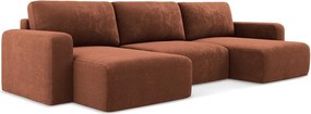 Ženilková rozkladacia/s úložným priestorom rohová pohovka v terakotovej farbe (do tvaru "U") Kona – Makamii