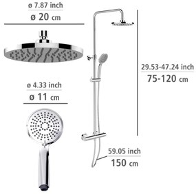 WENKO 25483100 - Sprchový systém WATERSAVING SYSTEM 120 cm lesklý chróm
