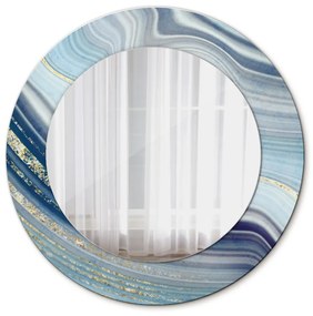 Okrúhle dekoračné zrkadlo s motívom Modrý mramor fi 50 cm