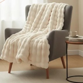 Mäkká deka v bielej farbe s motívom Vianoc - 150 x 200 cm