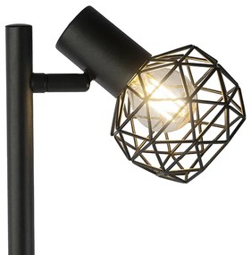 Dizajnová stojaca lampa čierna 3-svetlá nastaviteľná - sieťovina