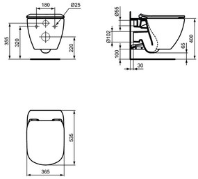 Ideal Standard Tesi - závesné WC s doskou SoftClose, AquaBlade, biela, T354601