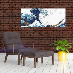 Obraz - Japonská kresba, vlny (120x50 cm)