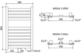 Mexen Uran, elektrické vykurovacie teleso 800x500 mm + vykurovacia tyč 300 W, chrómová, W105-0800-500-2300-01