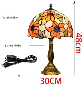 Tiffany stolná lampa Orange 109 - Huizhou Oufu Lighting v.48xš.30,sklo/kov,40W