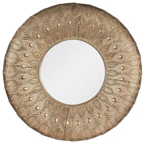 Nástenné zrkadlo v zlatom kovovom ráme - Ø 60*6 cm