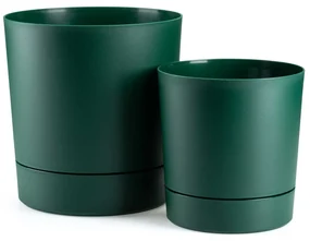 PLASTOVÝ KVETINÁČ AZALEA SADA 2KS 22,5X23,5 CM+17,5X18,5 CM TMAVOZELENÁ