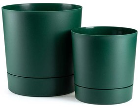 PLASTOVÝ KVETINÁČ AZALEA SADA 2KS 22,5X23,5 CM+17,5X18,5 CM TMAVOZELENÁ