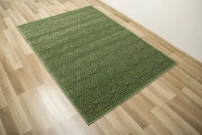 Koberec Teno F0336 fľaškovo zelený, geometrický / trojuholníky