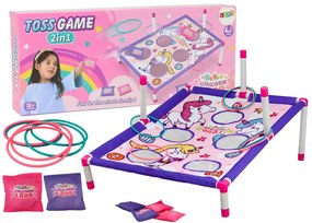 LEAN TOYS Arkádová hra -  Hoď vrecko, obruč Jednorožec