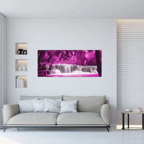Obraz - fialový, vodopád (120x50 cm)
