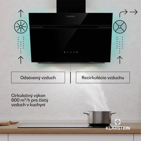 Klarstein Alina digestor, EEK A, Dotykový, LED osvetlenie, Odsávanie/recirkulácia, 600 m³/h