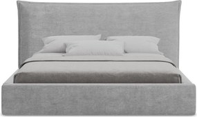 Svetlosivá čalúnená dvojlôžková posteľ s úložným priestorom s roštom 140x200 cm Esala – Makamii