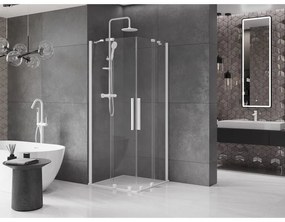 Mexen Velar Duo, sprchový kút s posuvnými dverami 100(dvere) x 100(dvere) cm, 8mm číre sklo, biela, 871-100-100-02-20