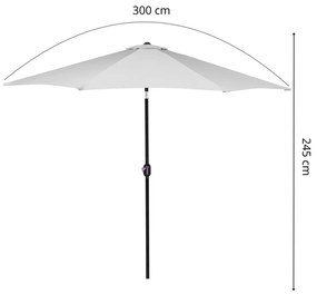 PreHouse Záhradný slnečník 300 cm, svetlošedý