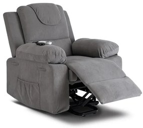 Masážne kreslo s funkciou vstávania MARCOS sivé