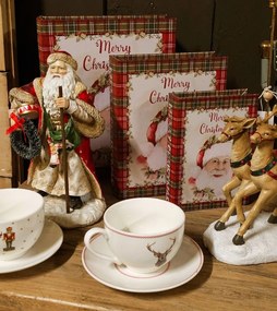 Porcelánová šálka s tanierikom s jeleňom Cosy Lodge - 12*9*6 cm / 200 ml