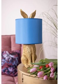 Zlatá stolná lampa králik s modrým tienidlom Rabbi – Ø20*43 cm E27/max 1*60W