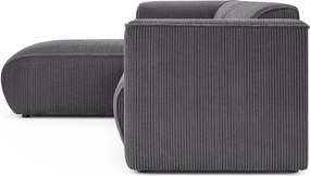 Tmavosivá menčestrová rohová pohovka (ľavý roh/s leňoškou) Merid – Ropez