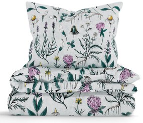 Francúzske bavlnené obliečky Renforcé - Herbár mentolový