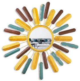 Nástenné zrkadlo SLNKO pr. 75 cm žltá