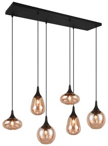 Čierno-oranžové závesné svietidlo so skleneným tienidlom Lumina – Trio