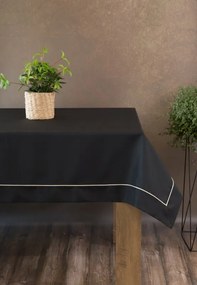 Dekorstudio Elegantný čierny obrus DORITA so striebornou lemovkou 145 x 280 cm