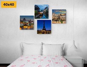 Set obrazov romantický nočný Paríž - 4x 40x40