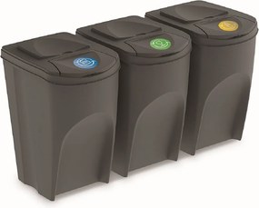 PROSPERPLAST Sada odpadkových košov SORTIBOX, 3x35l
