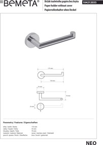 Bemeta Design NEO: Držiak toaletného papiera, nerez - 104212035