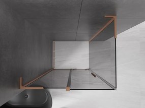 Mexen Velar L, sprchový kút s posuvnými dverami 110 x 85 cm, 8mm šedé sklo, medená matná, 871-110-085-43-65