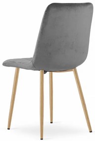 Set troch jedálenských stoličiek LAVA zamatové sivé / drevené nohy (3 ks)