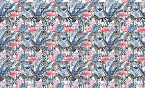 Fototapeta - Mozaika - zebra a plameniak (152,5x104 cm)