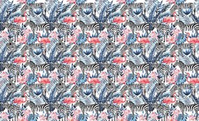 Fototapeta - Mozaika - zebra a plameniak (152,5x104 cm)