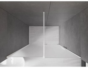 Mexen Velar, posuvné sprchové dvere do otvoru 140 cm, 8mm sklo námraza, biela matná, 871-140-000-31-20