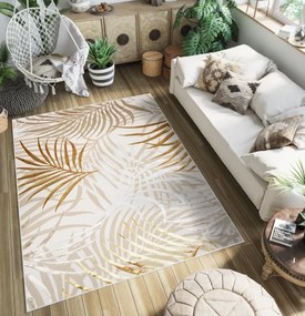 Dizajnový koberec s exotickými listami v béžovej farbe Golden Šírka: 80 cm | Dĺžka: 150 cm