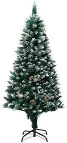 vidaXL Zasnežený umelý vianočný stromček s borovicovými šiškami 150 cm-