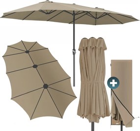Dvojitý slnečník MIAMI, 460x270cm, hnedošedá (taupe) Kingsleeve