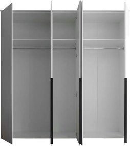 Šatníková skriňa so zrkadlom Kevo, 225 cm, biela