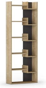 Knižnica v dekore duba v čierno-prírodnej farbe 60,5x162 cm Klapo – Marckeric