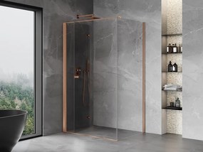 Mexen Mist-F T, 1-krídlový skladací sprchový kút ľavý 110 x 70 cm, priehľadný, brúsená meď - 8A6T-110-070-65-00-L