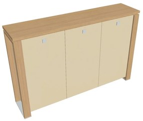 Stredná skriňa Verno+ S 200 x 46 x 130 cm, sklenené dvere, dub svetlý / vanilka