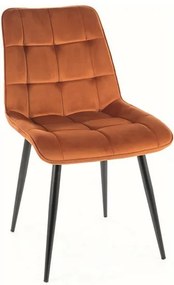 SI Elegantná zamatová stolička škorica