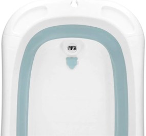 SPRINGOS Skladacia detská vanička 35 L pre bábätká, s teplomerom a vankúšikom, biela a modrá SB0063